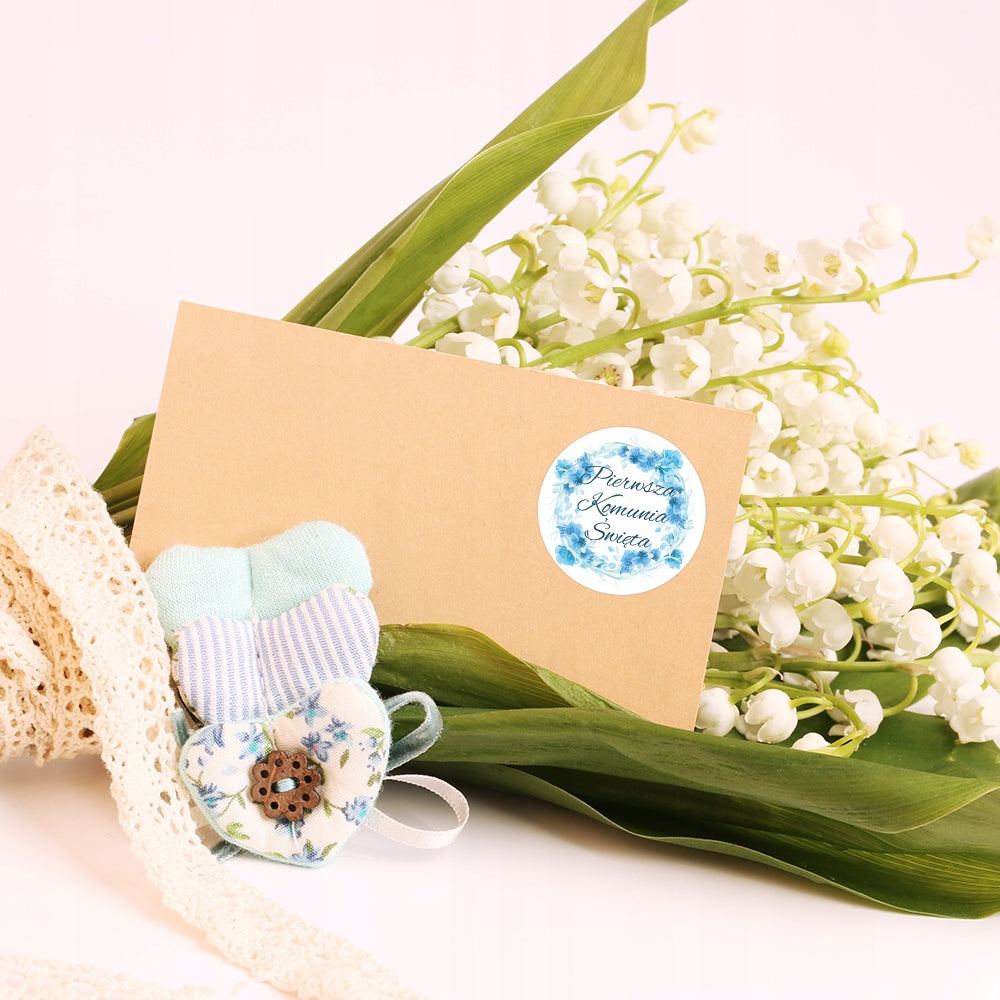 Stickers FIRST HOLY COMMUNION florist 48pcs Kind in sheets