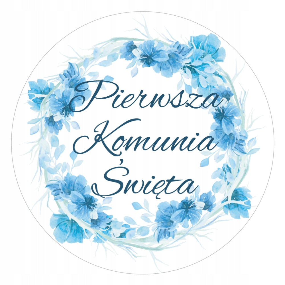Stickers FIRST HOLY COMMUNION florist 48pcs