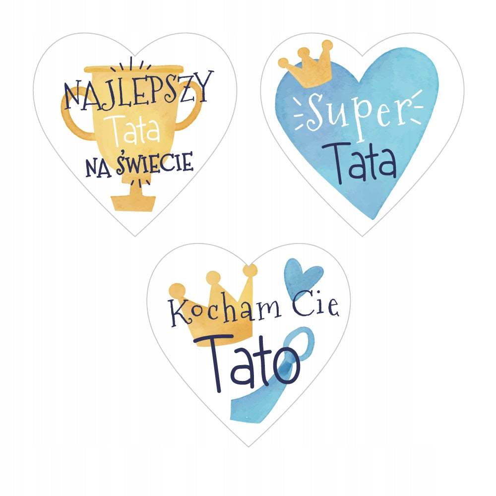Stickers HEART FOR FATHER'S DAY 40X40 MIX SET SUPER DAD I LOVE YOU 48 pieces