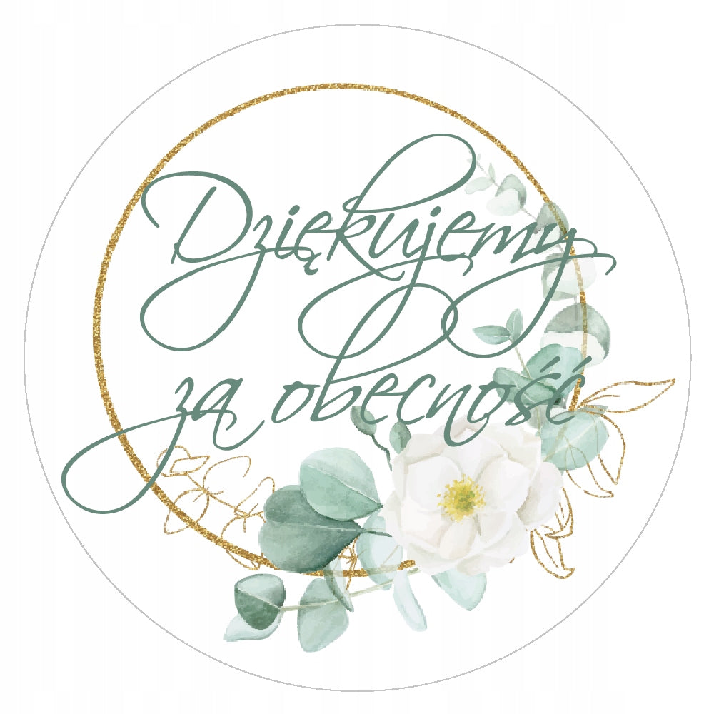 Stickers THANK YOU PRESENCE WEDDING COMMUNION 48 pcs