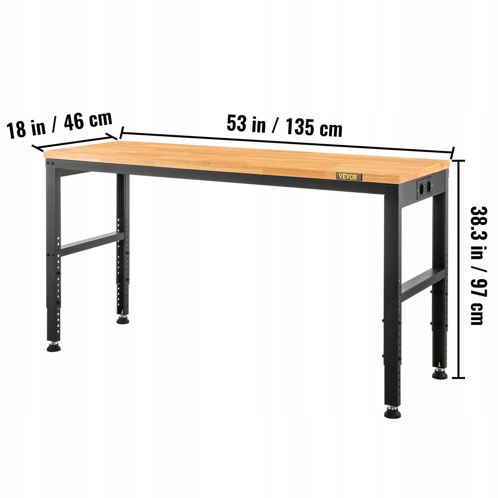 Stół Warsztatowy Nastawny 53x18x38,3" 28,5–38,3" 2000LBS Kolor Brązowy Manufacturer code QGO698T