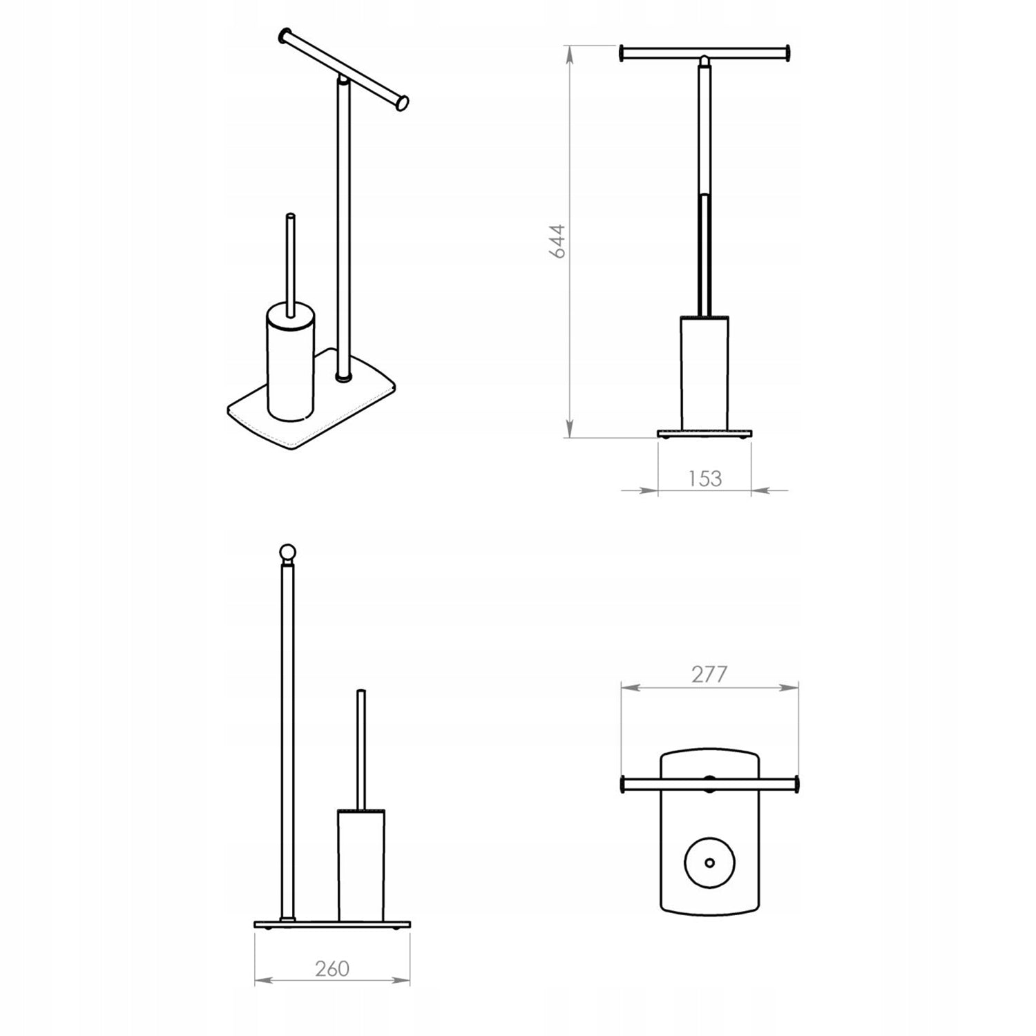 GEDY Florida Toilettenpapier- und Toilettenbürstenhalter, Schwarz 