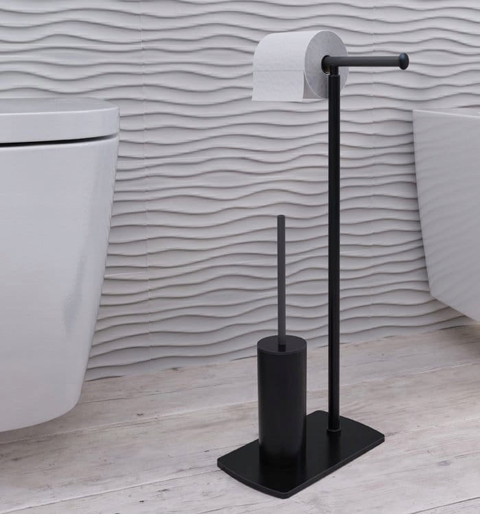 GEDY Florida Toilettenpapier- und Toilettenbürstenhalter, Schwarz 