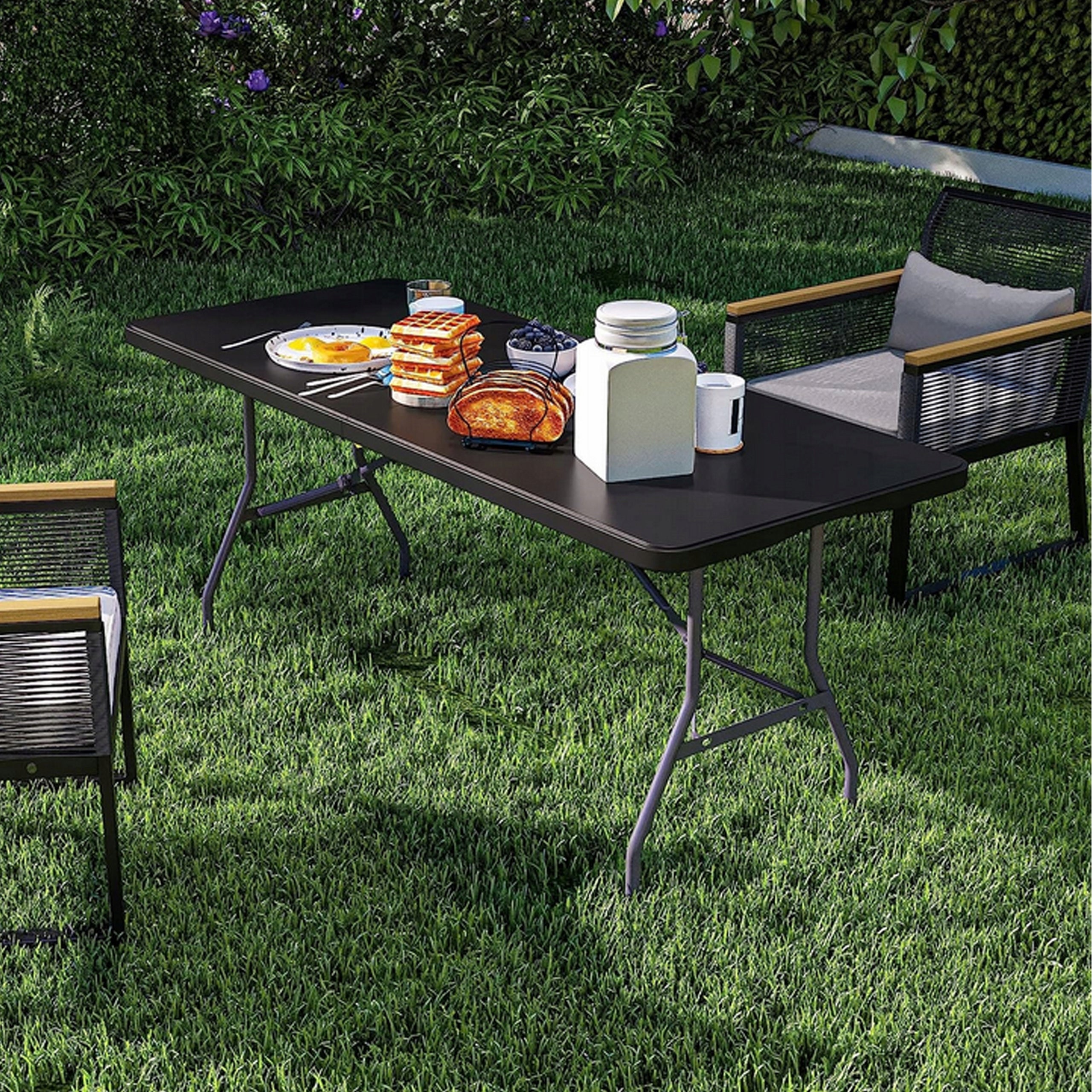 Klappbarer Gartentisch, 180 cm, schwarz 