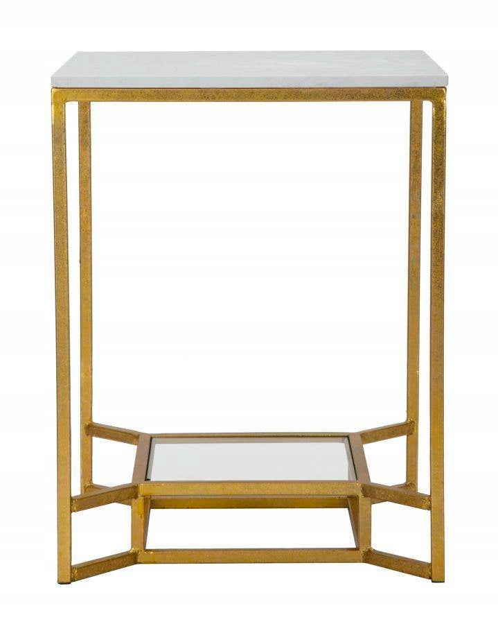 Glamouröser Couchtisch mit Ablage, goldfarben/weiß 