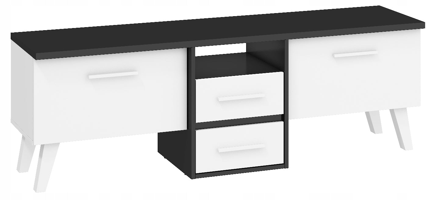 TV-Ständer Nordis 2D2S, braun/weiß 