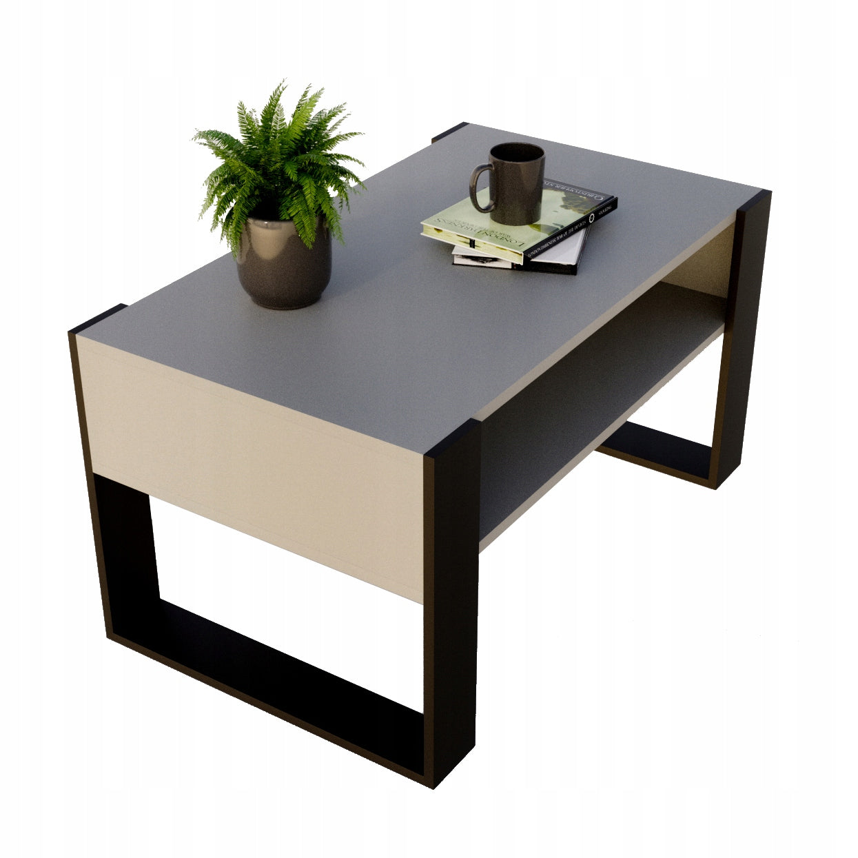 Couchtisch Perfektciecie Karo 92x53,6x45 cm, grau 