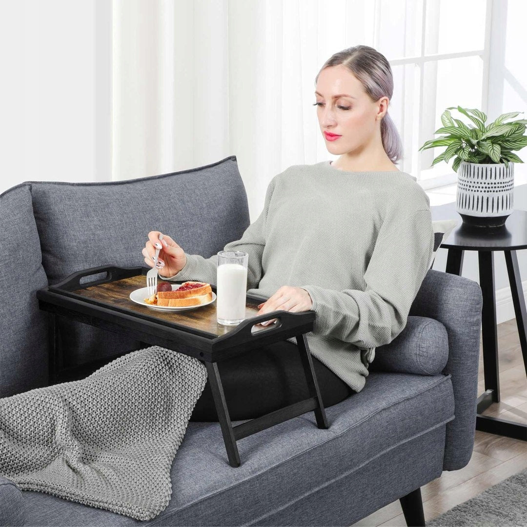 Tragbarer Tisch, 50x30x26 cm, braun/schwarz 