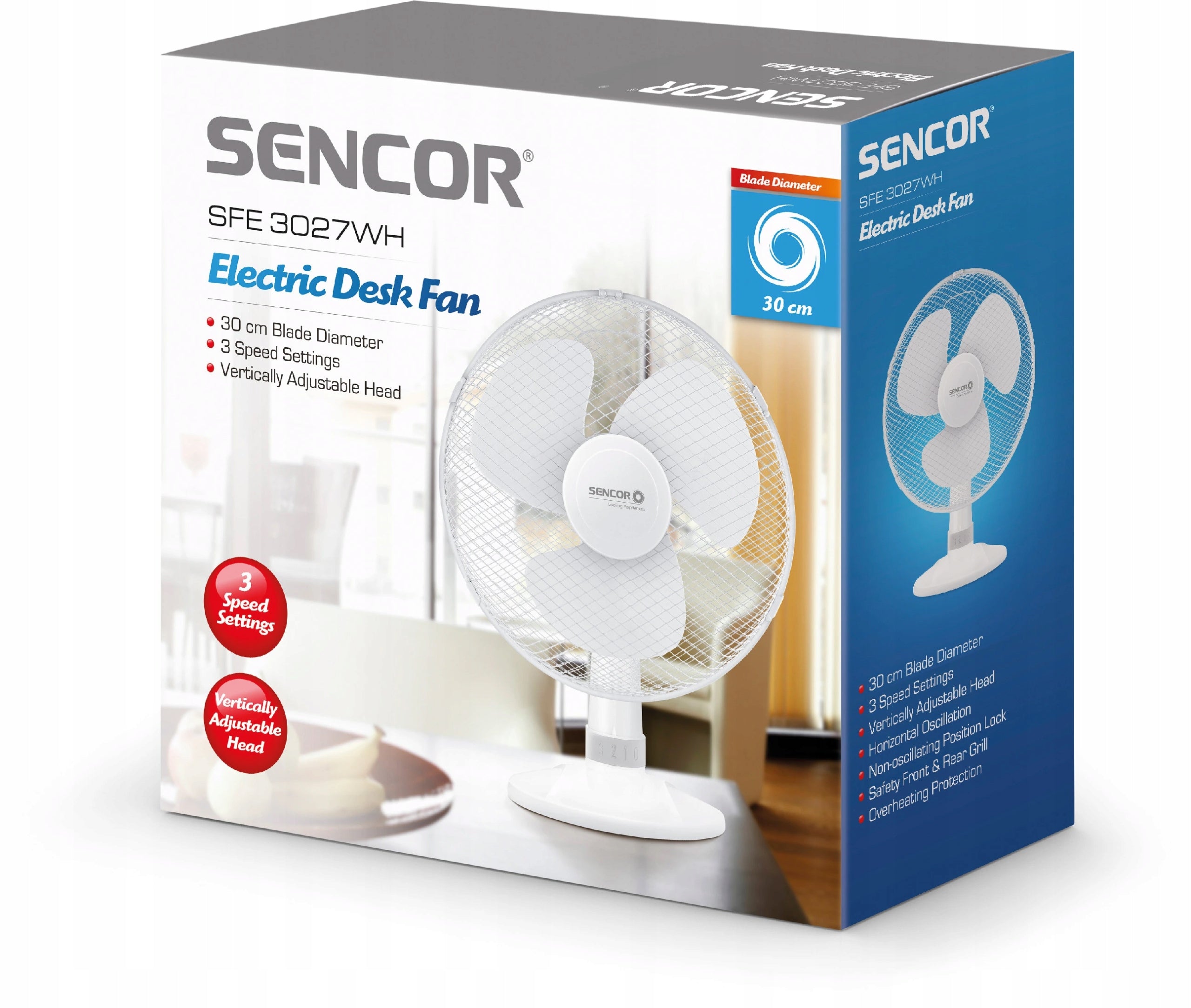 Stolní ventilátor SENCOR SFE 3027WH - bílý Manufacturer code SFE 3027WH