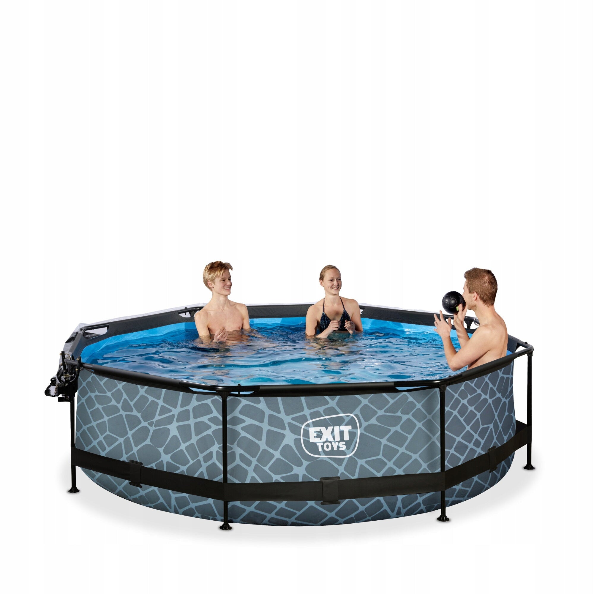 Stone EXIT ø300x76cm Swimming Pool with Filter Pump and Dome - Grey Shape round