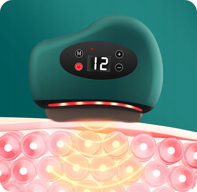 Stone Gua Sha Electric 42°C Vibrates Tile Massager for Face and Body Color green