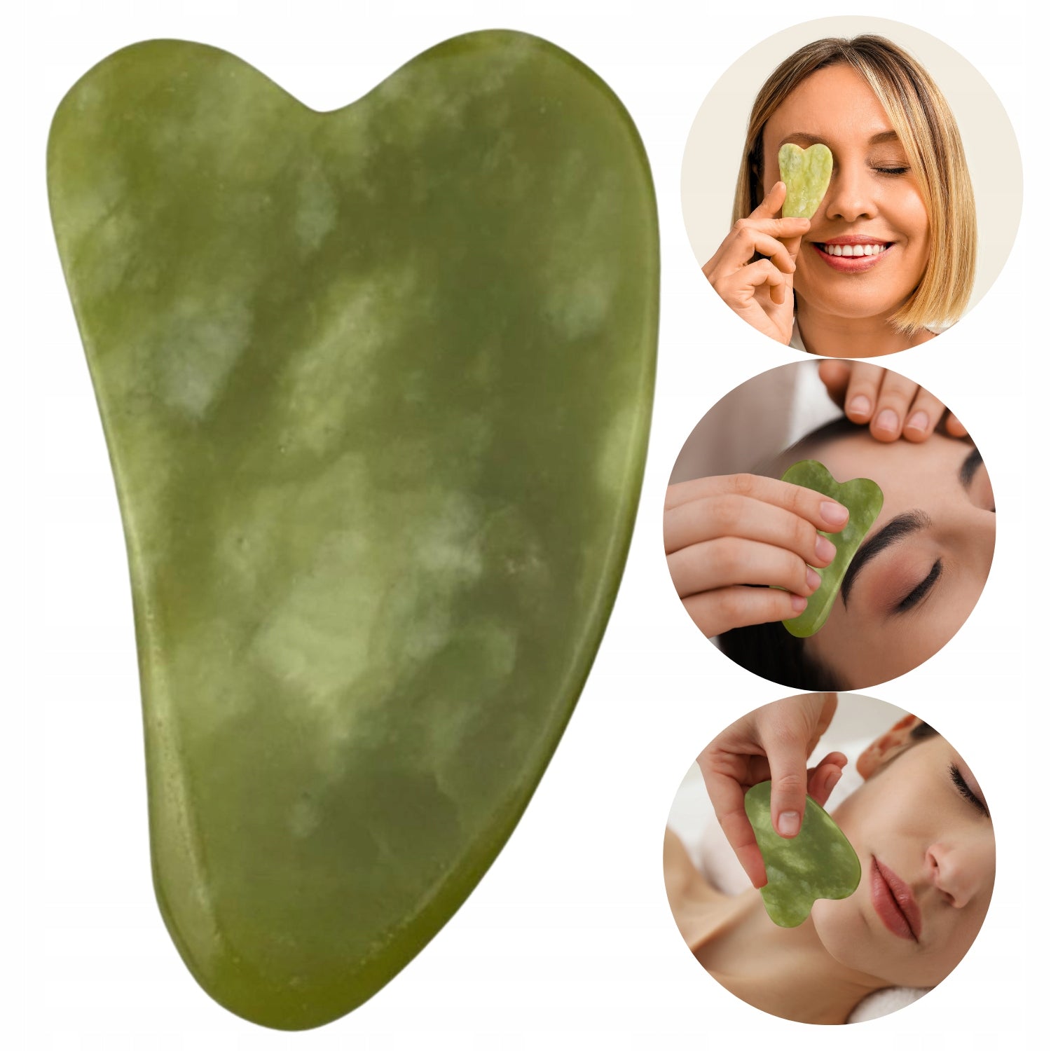 Stone Jade Gua Sha Tile Green Natural Lifting Massager