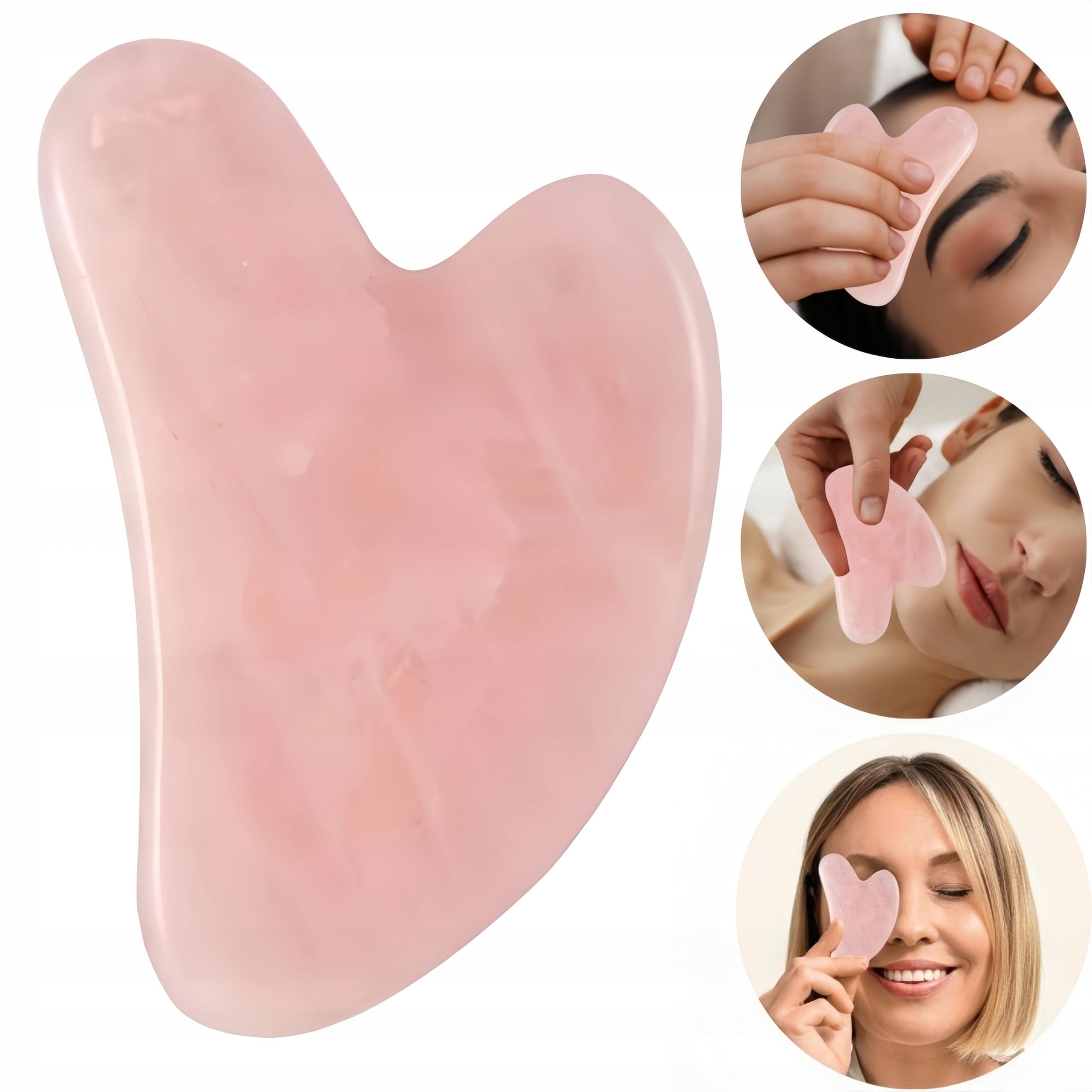 Stone Tile Gua Sha Quartz Pink Natural Face Lifting Massager Packaging status original
