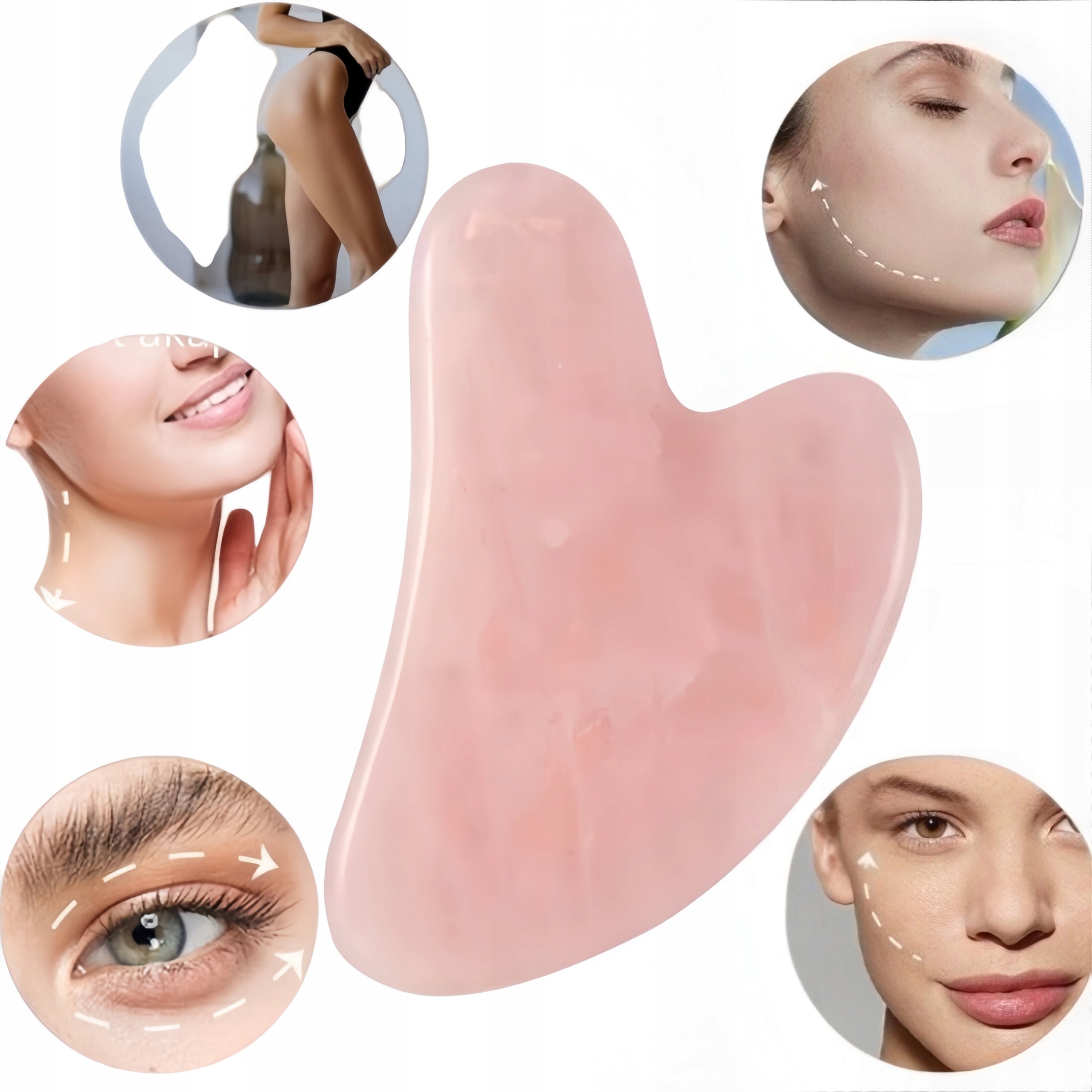 Stone Tile Gua Sha Quartz Pink Natural Face Lifting Massager