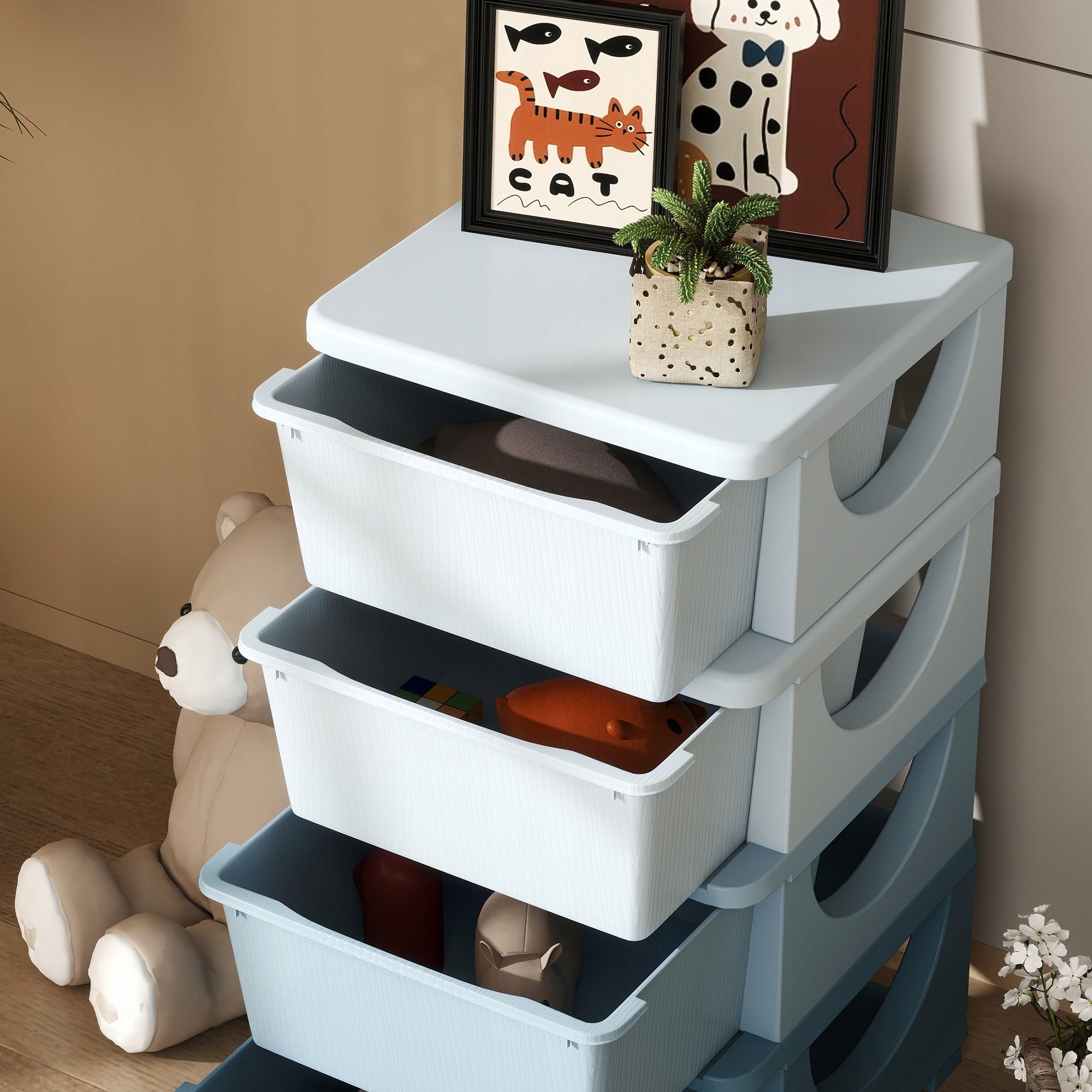 Storage box for children, 4 drawers, rounded edges Brand Homcom