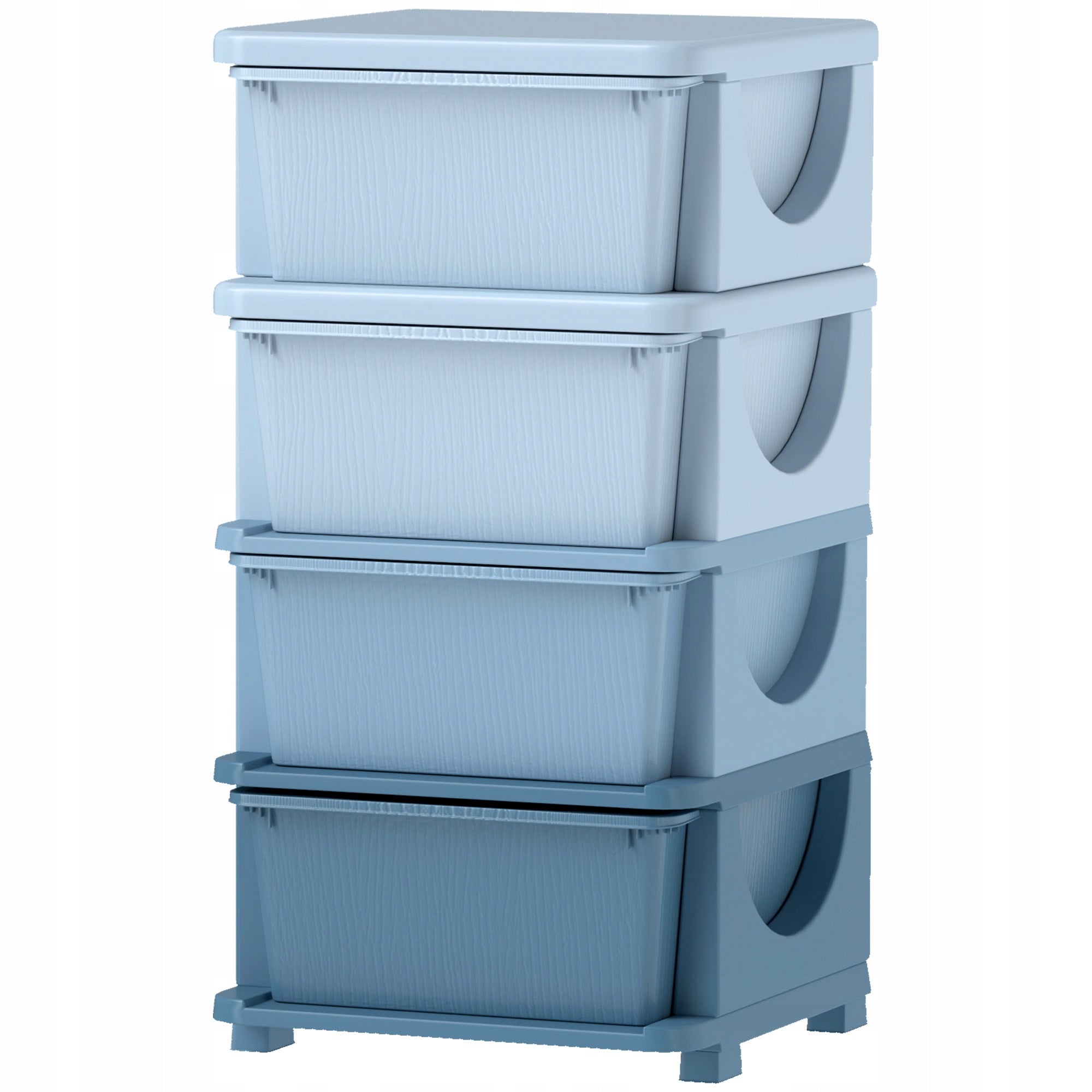 Storage box for children, 4 drawers, rounded edges