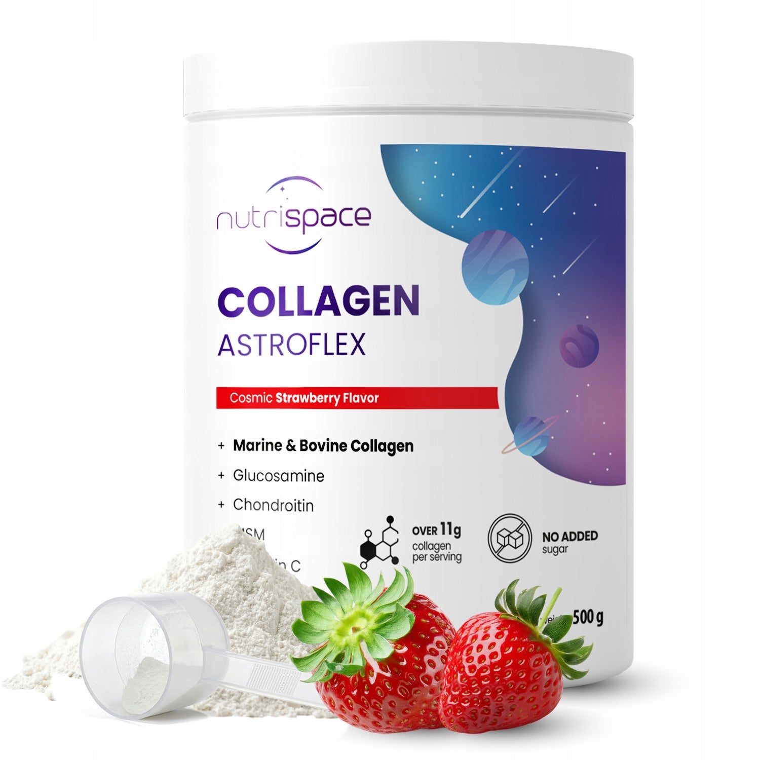 Strawberry Collagen Powder for joints Fish Beef nutrispace Astroflex 500g
