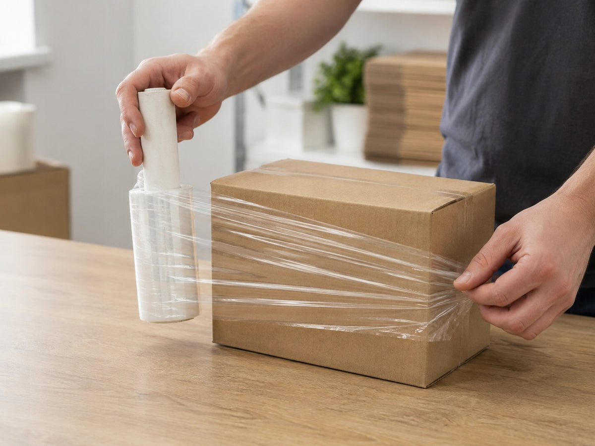 Stretch film MINI RAP with HANDLE 100mm 0,25kg Colourless Net foil weight 0.25 kg
