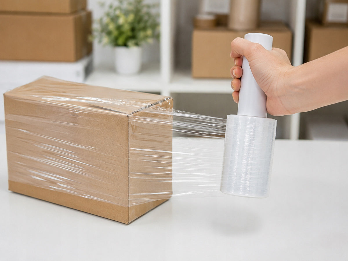 Stretch film MINI RAP with HANDLE 100mm 0,25kg Colourless Tube weight 0.25 kg