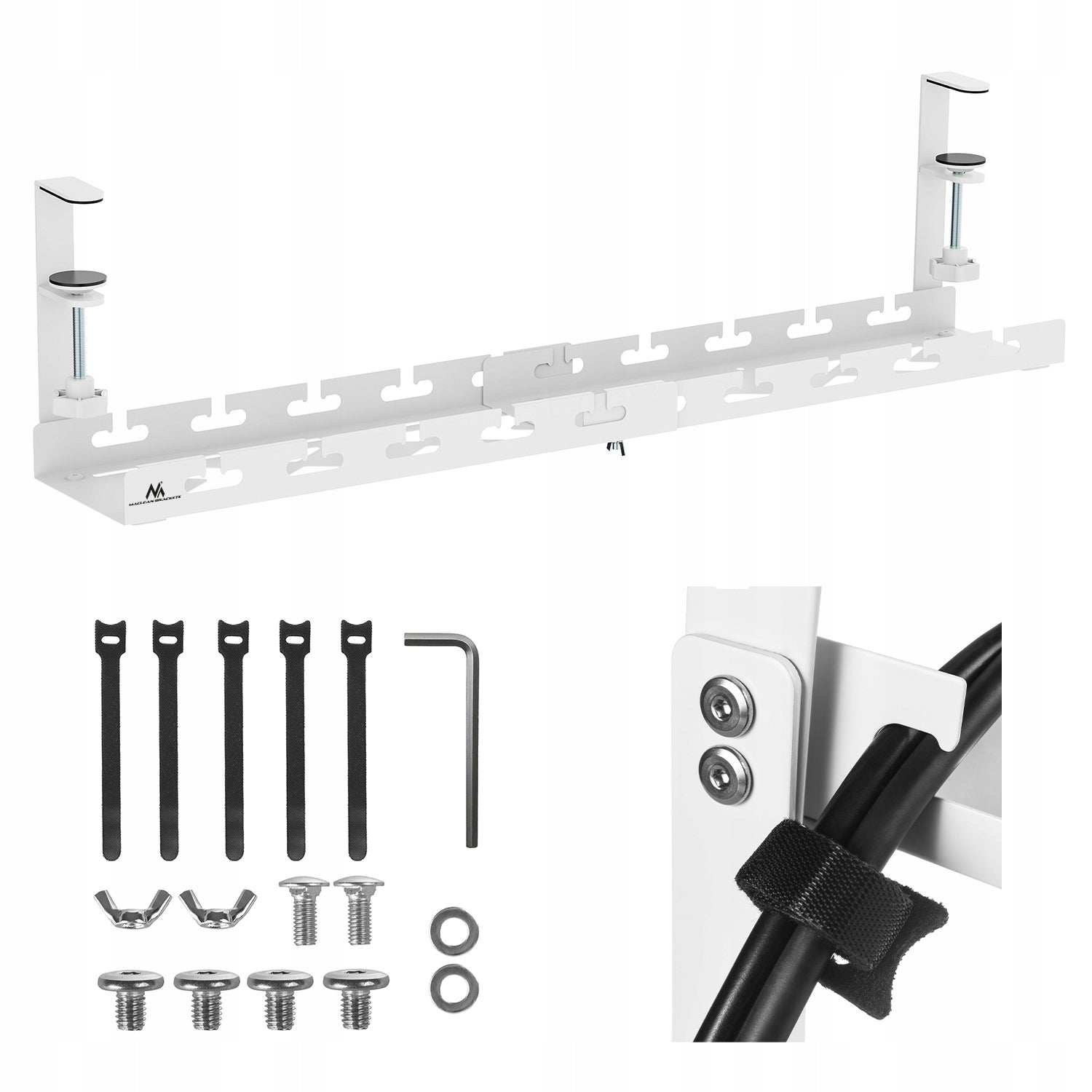 Strip Desk Organizer Cable Top White Adjustable Without Drilling