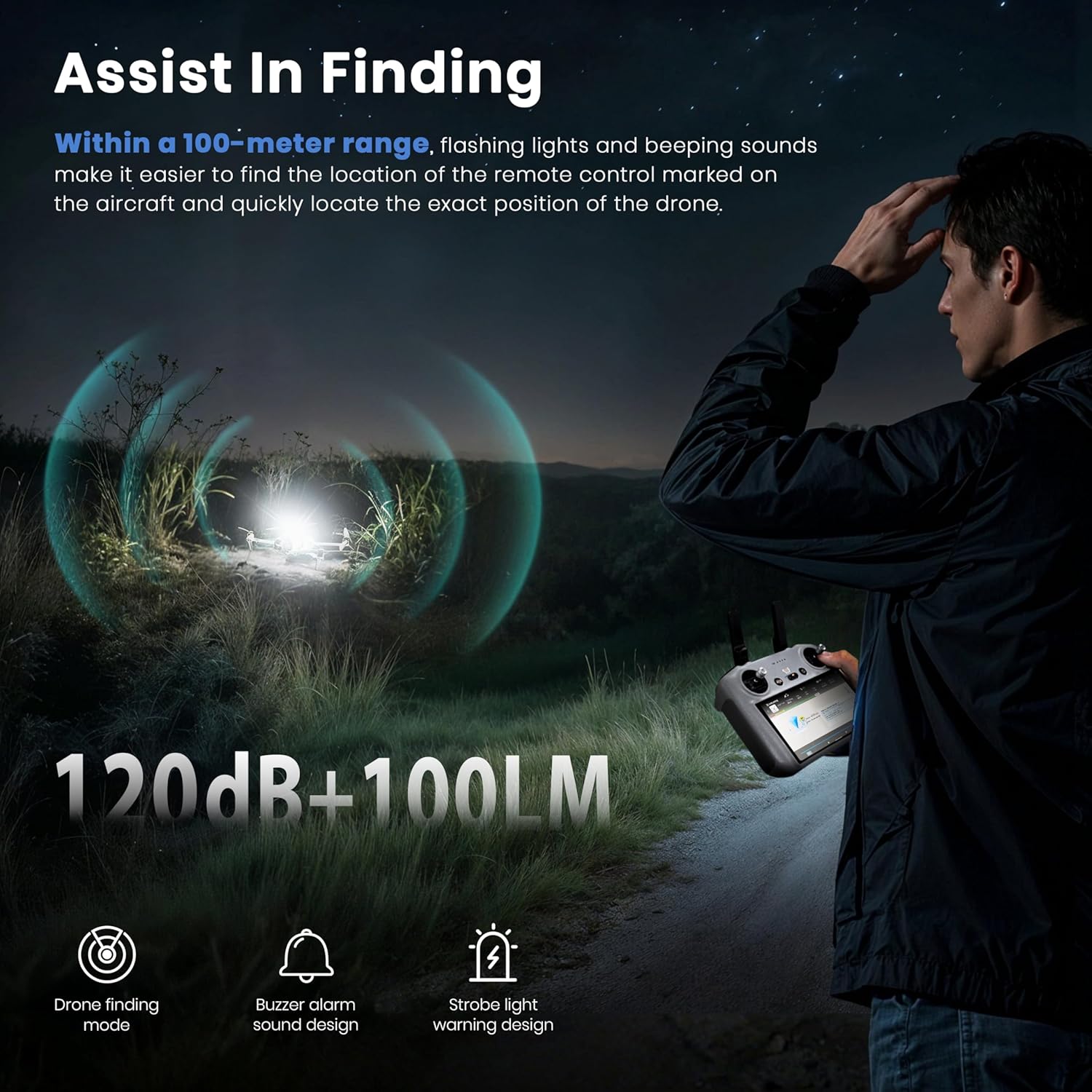 Strobe Light Flying Down Alarm Buzzer for DJI Lito/Mavic/Mini/Air/FAA Drone Manufacturer code 1145571