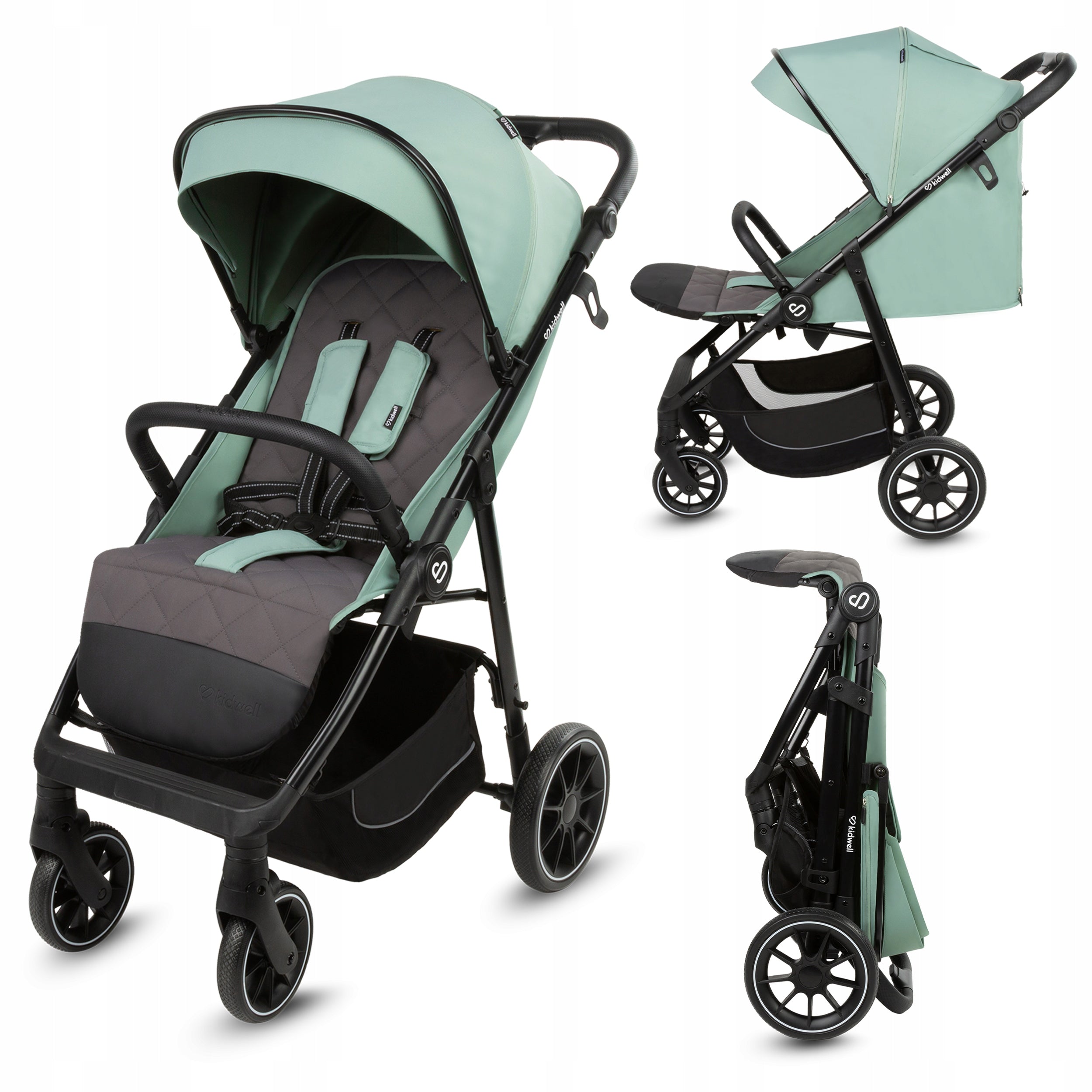 Stroller Kidwell ENZO green booth XXL warmer large wheels up to 22kg