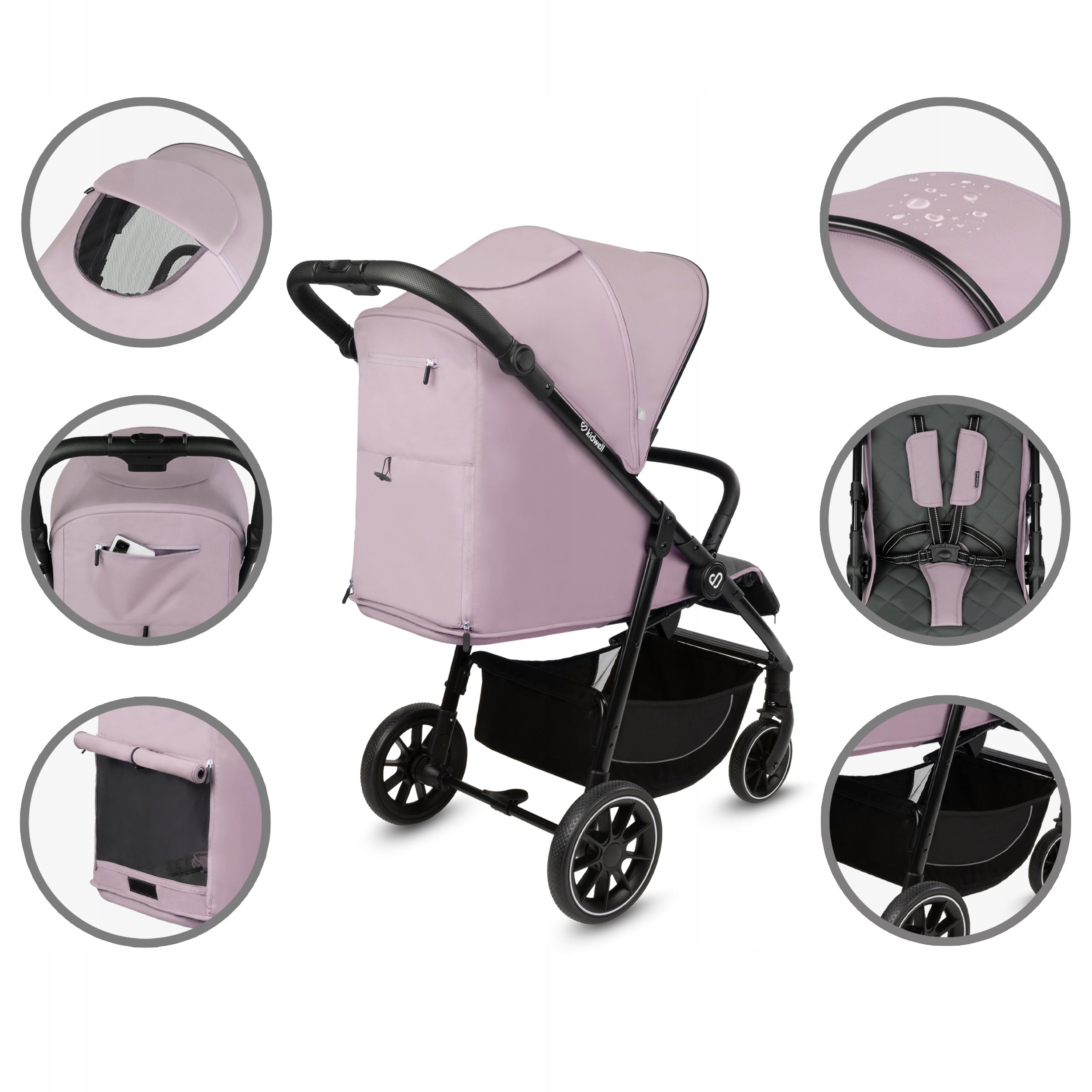 Stroller Kidwell ENZO pink booth XXL warmer large wheels up to 22kg Manufacturer code WOSPENZ02A0