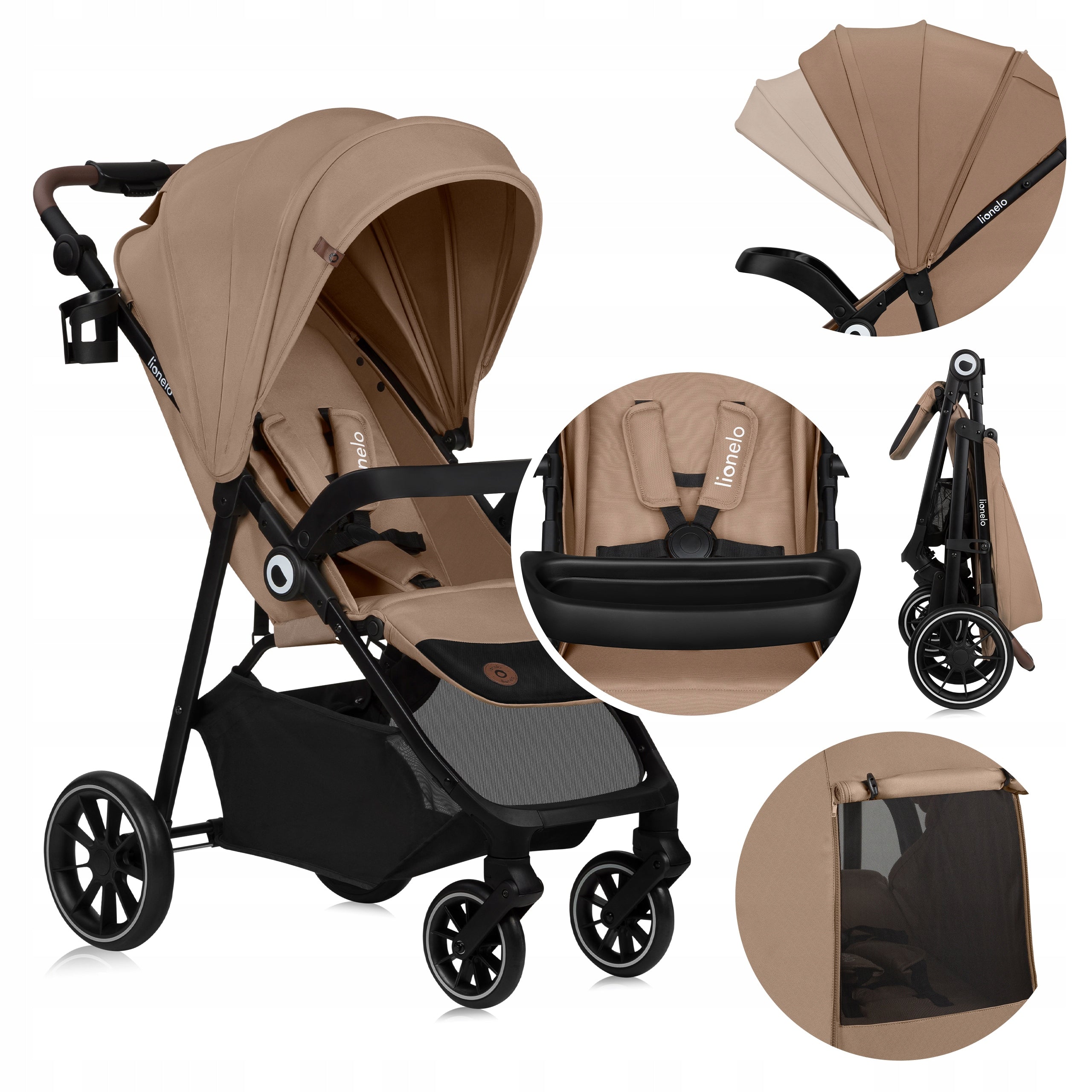 Stroller LARGE WHEELS TRAY UPF 50+ MOSQUITO NET Lionelo Emma One Packaging status original
