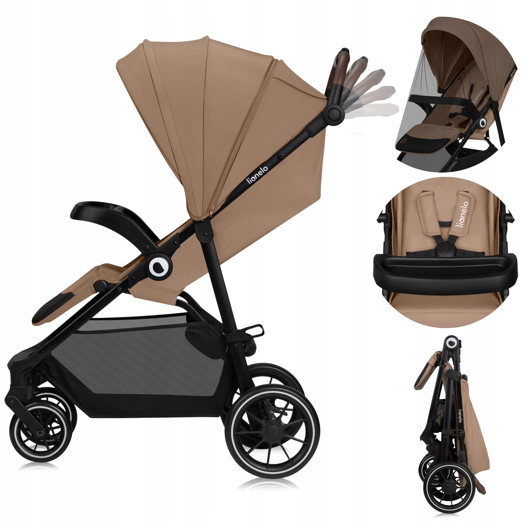 Stroller LARGE WHEELS TRAY UPF 50+ MOSQUITO NET Lionelo Emma One