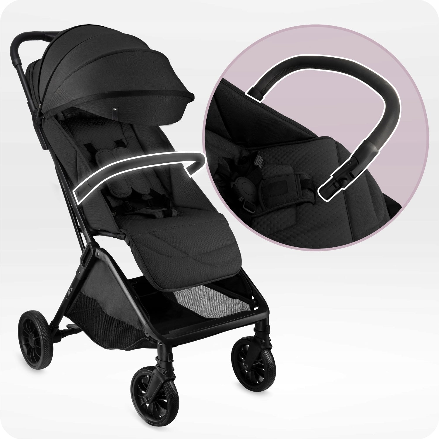 Stroller MoMi ANDREA black - lightweight self-folding backpack up to 22kg Brand MoMi