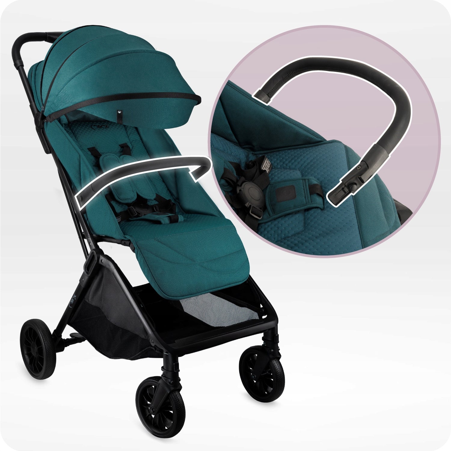 Stroller MoMi ANDREA turquoise - lightweight self-folding backpack up to 22kg Brand MoMi