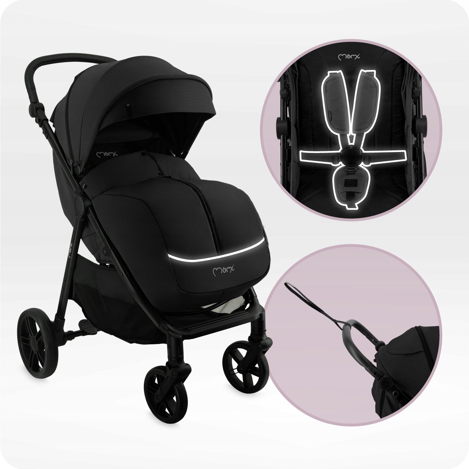 Stroller MoMi CLARA black - lightweight folding accessories up to 22kg Brand MoMi