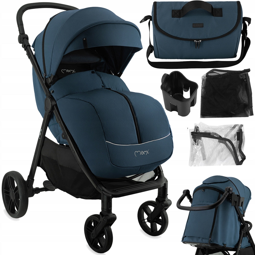 Stroller MoMi CLARA blue - lightweight folding accessories up to 22kg
