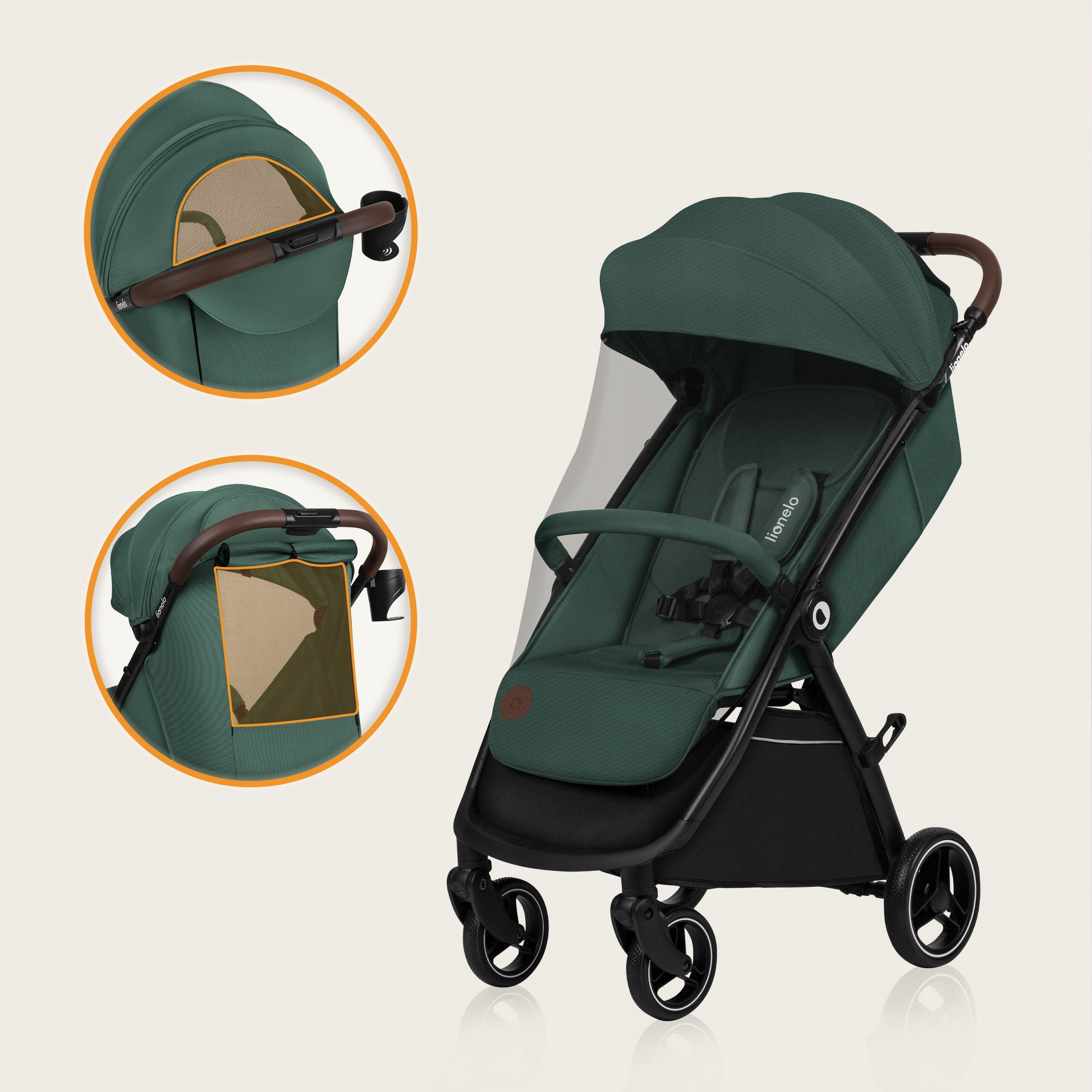 Stroller Quick folding Maintenance-free wheels Reflectors Lionelo INGRID Packaging status original