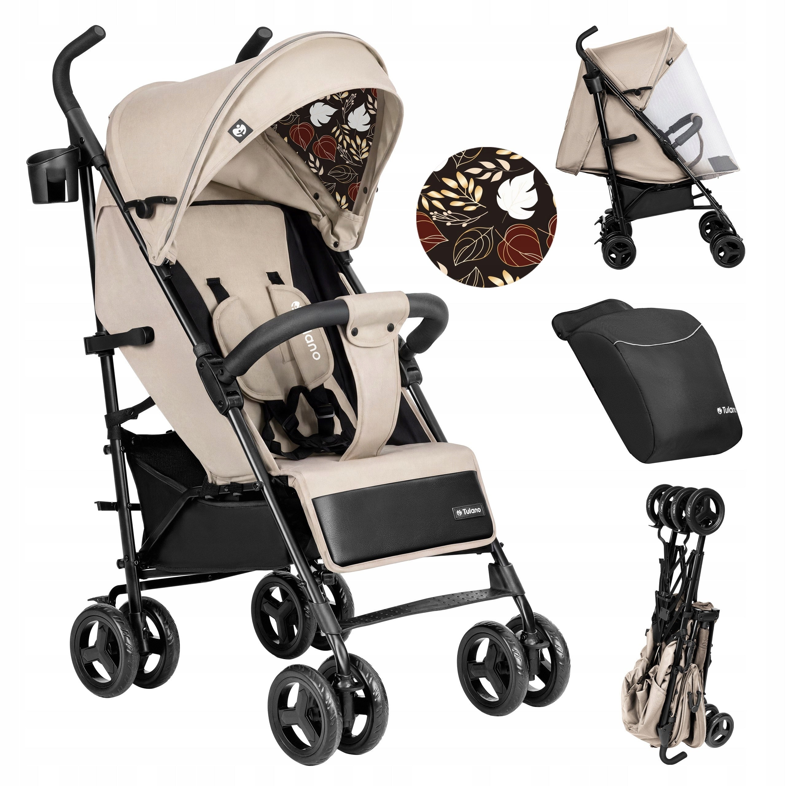 Stroller TULANO beige transport folding stroller