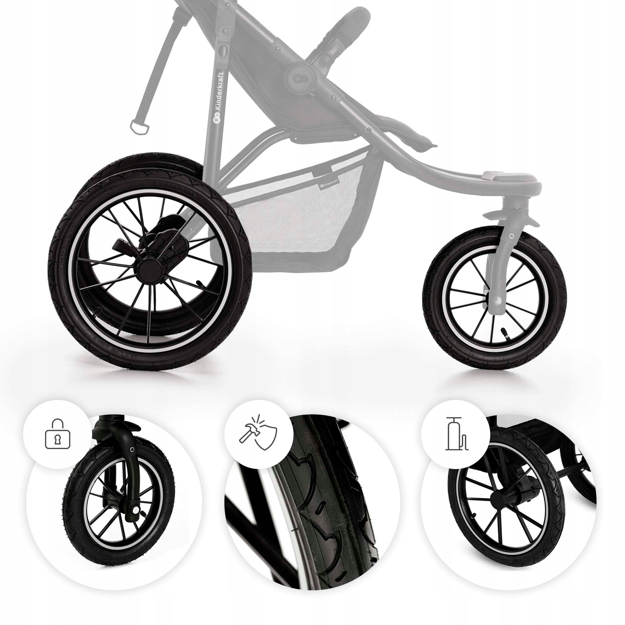 Stroller Tricycle Kinderkraft HELSI 2 Cross-Country Off-Road Sport Grey Brand Kinderkraft