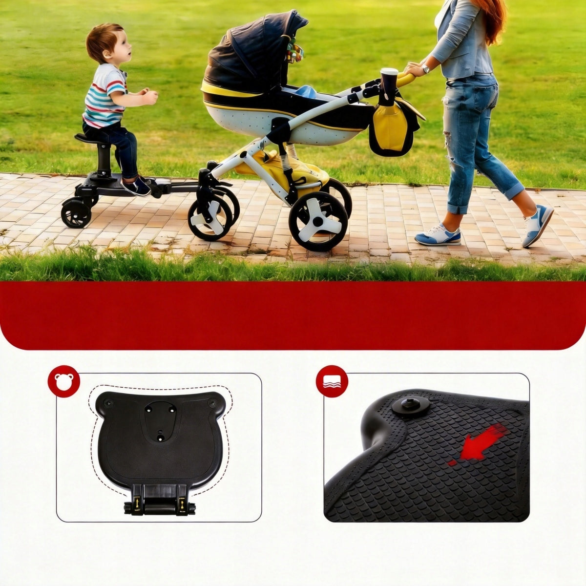 Stroller attachment with child seat universal black 55kg Brand no brand