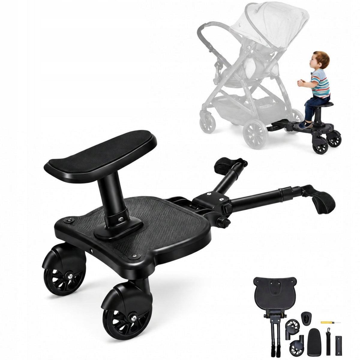 Stroller attachment with child seat universal black 55kg