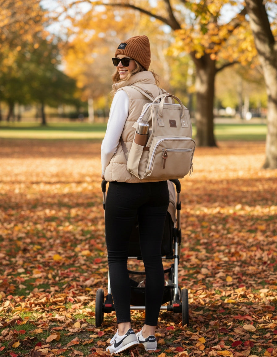 Stroller backpack Himawari HM1213 for moms cappuccino organizer Brand Himawari