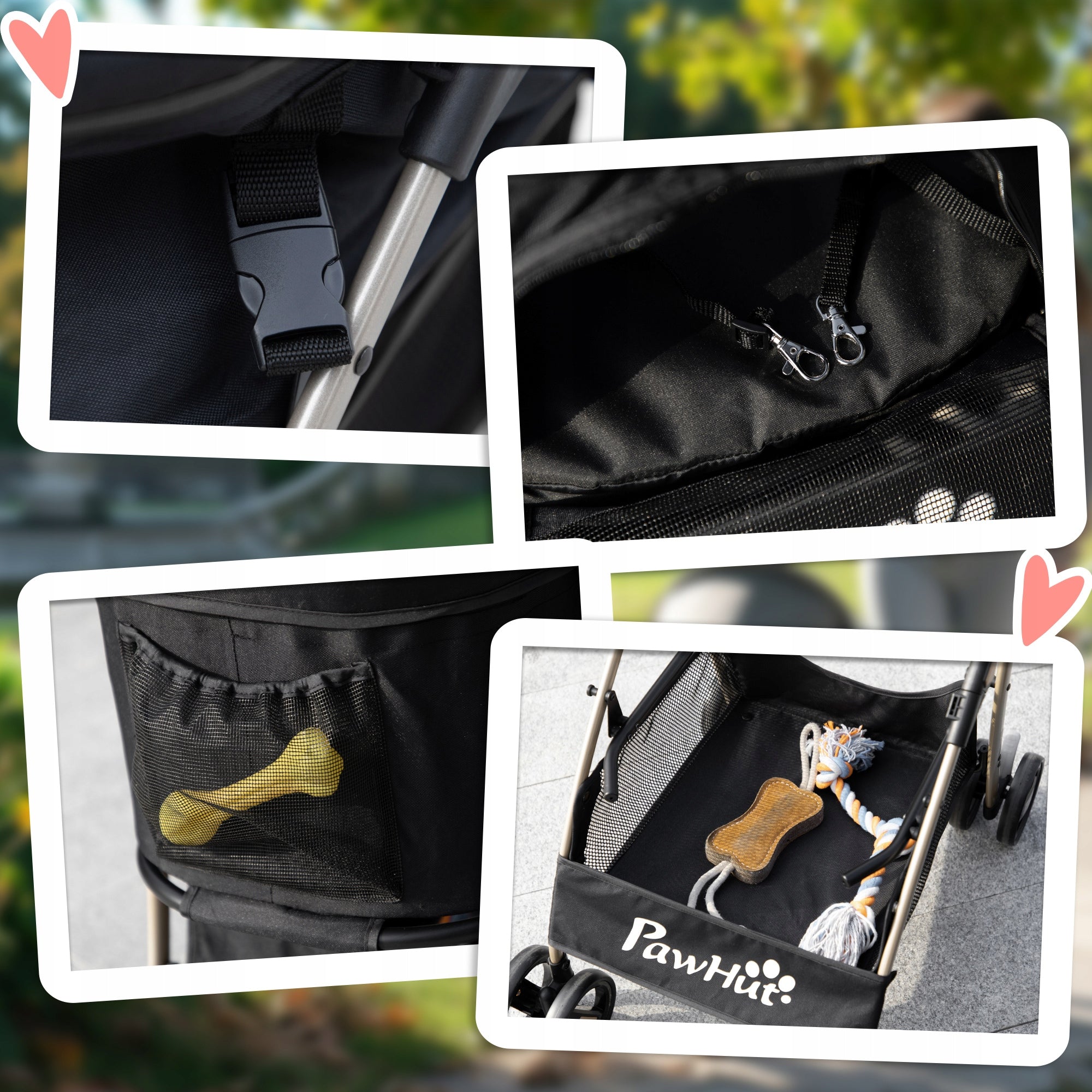 Stroller for Animal Cat Dog Transport with Basket Detachable Black Maximum animal weight 10 kg