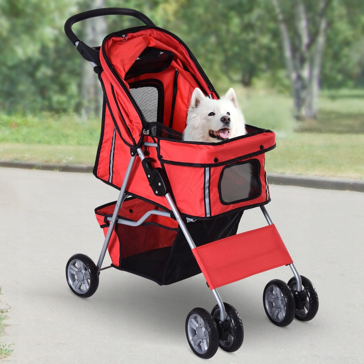 Stroller for dog PawHut 45 cm x 97 cm shades of red Product height 97 cm