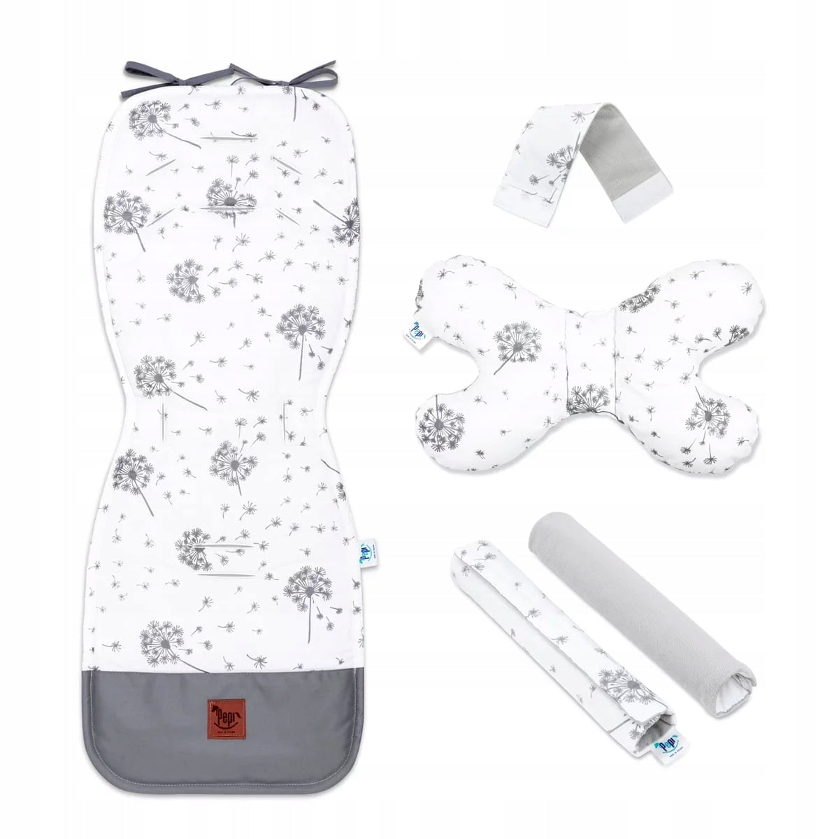 Stroller insert with pillow set breathable velvet grey
