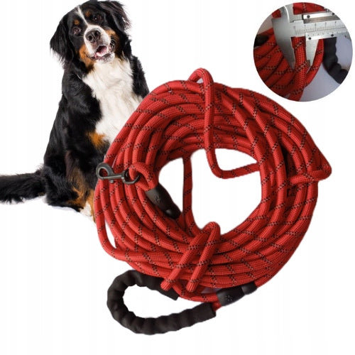 Strong 15m Training Leash for Large Dogs Thick Reflective Red