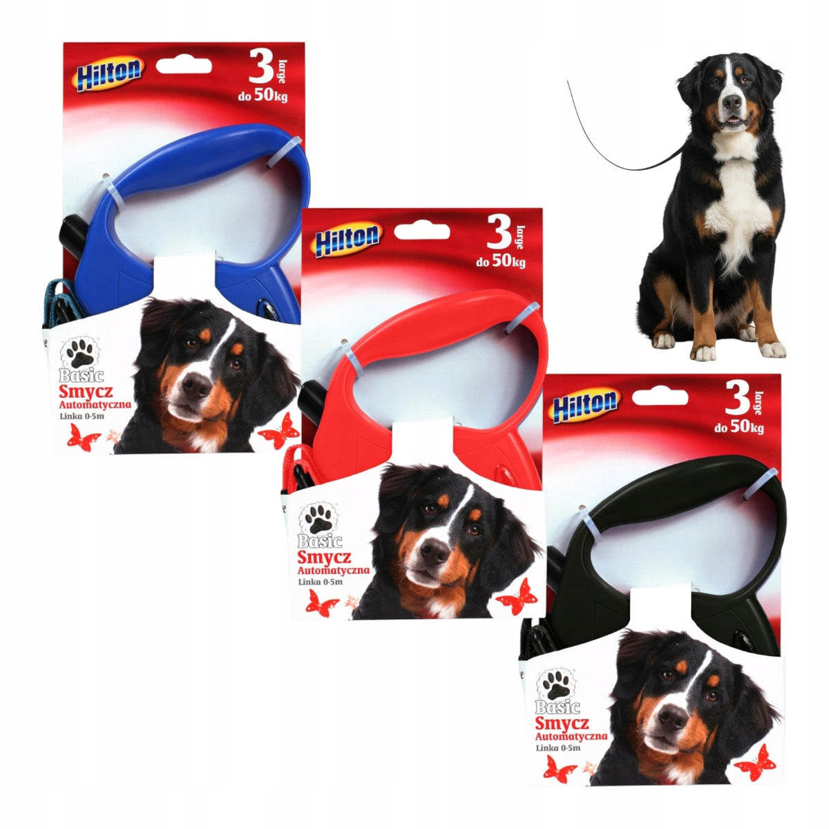 Strong Lanyard Hilton Basic 5m for Dog up to 50kg Automatic Rope THREE COLORS