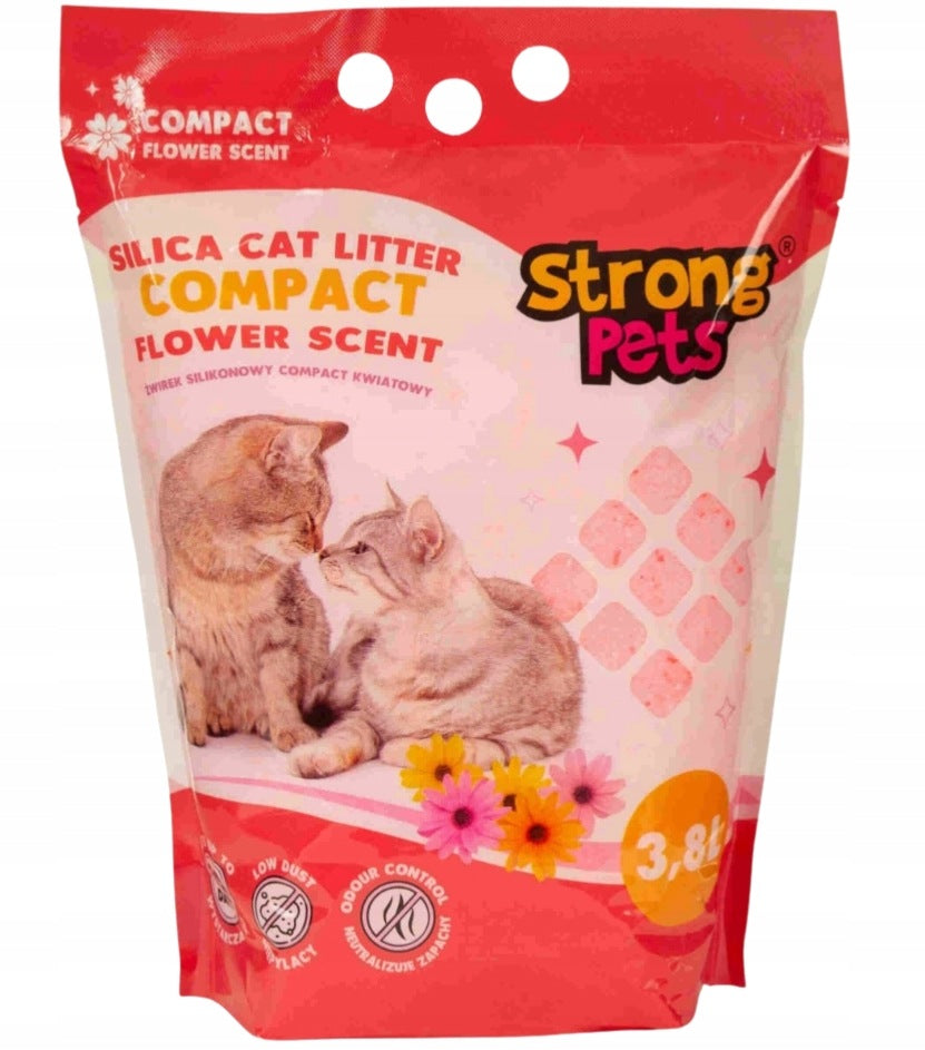 Strong Pets Compact Silicone Cat Litter Fine Floral 8x 3,8L Packaging status original
