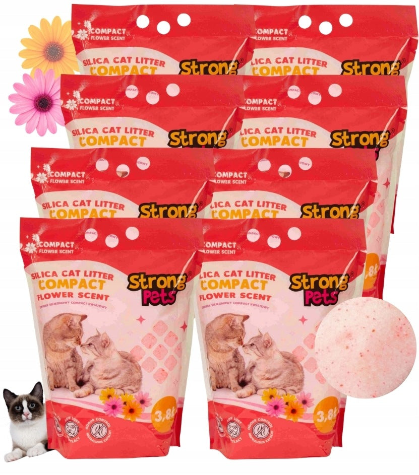 Strong Pets Compact Silicone Cat Litter Fine Floral 8x 3,8L