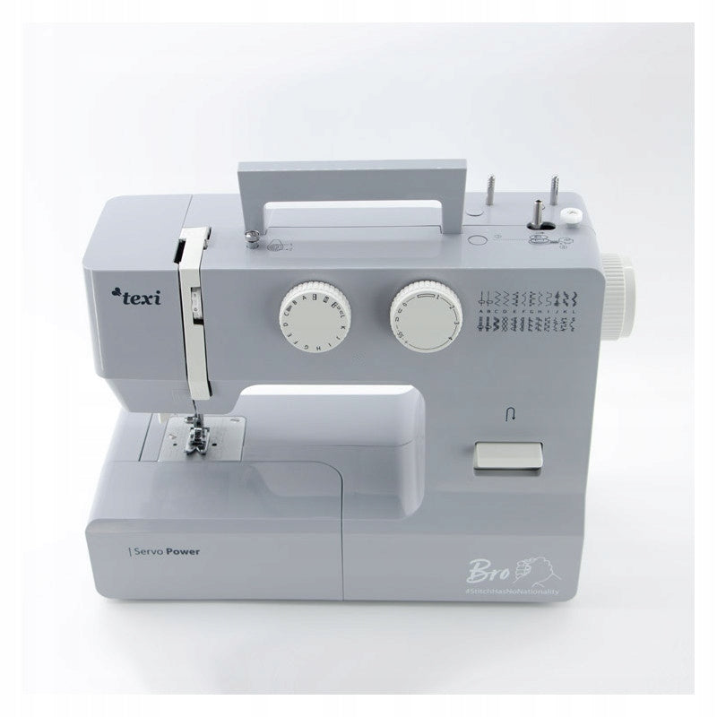 Strong TEXI BRO sewing machine with Servo motor + MAGNIFYING TABLE Dominant color silver/gray