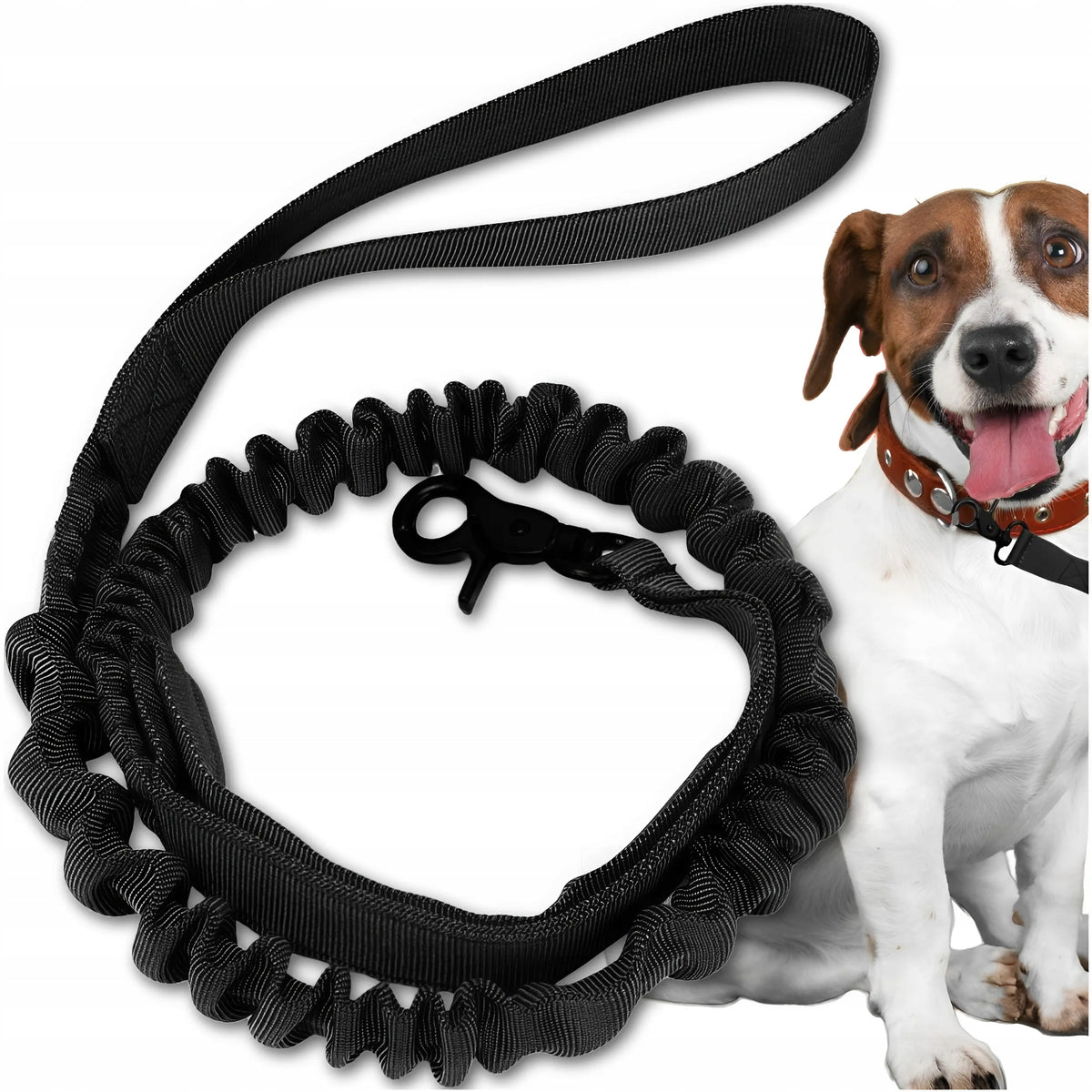 Strong Tactical Dog Leash with Handle Black Nylon Rope