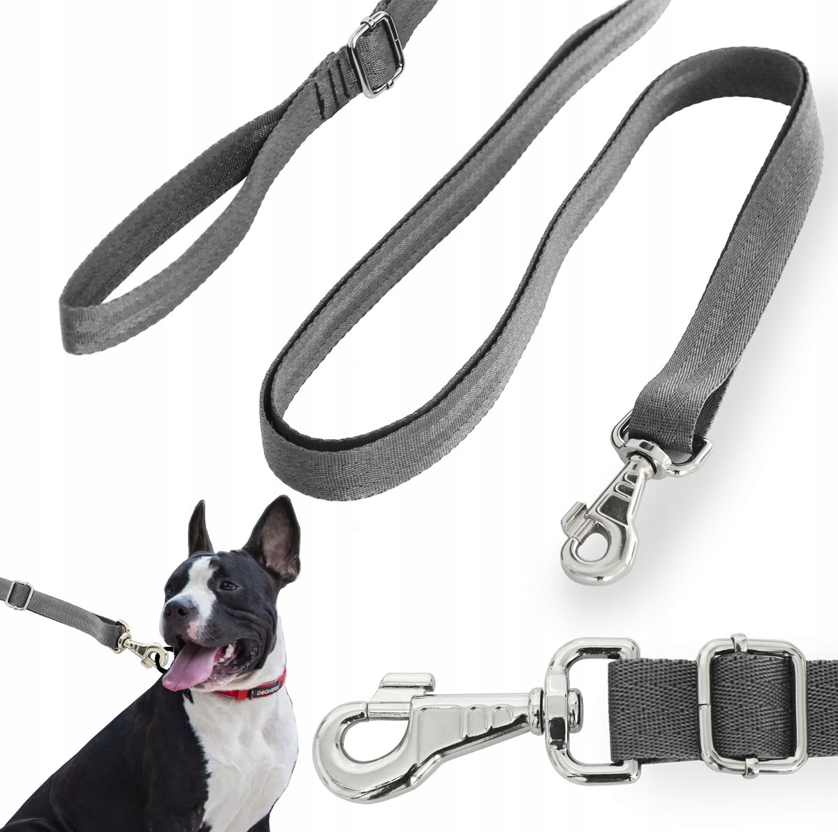 Strong, adjustable training leash for a LARGE DOG, 3m, solid carabiner