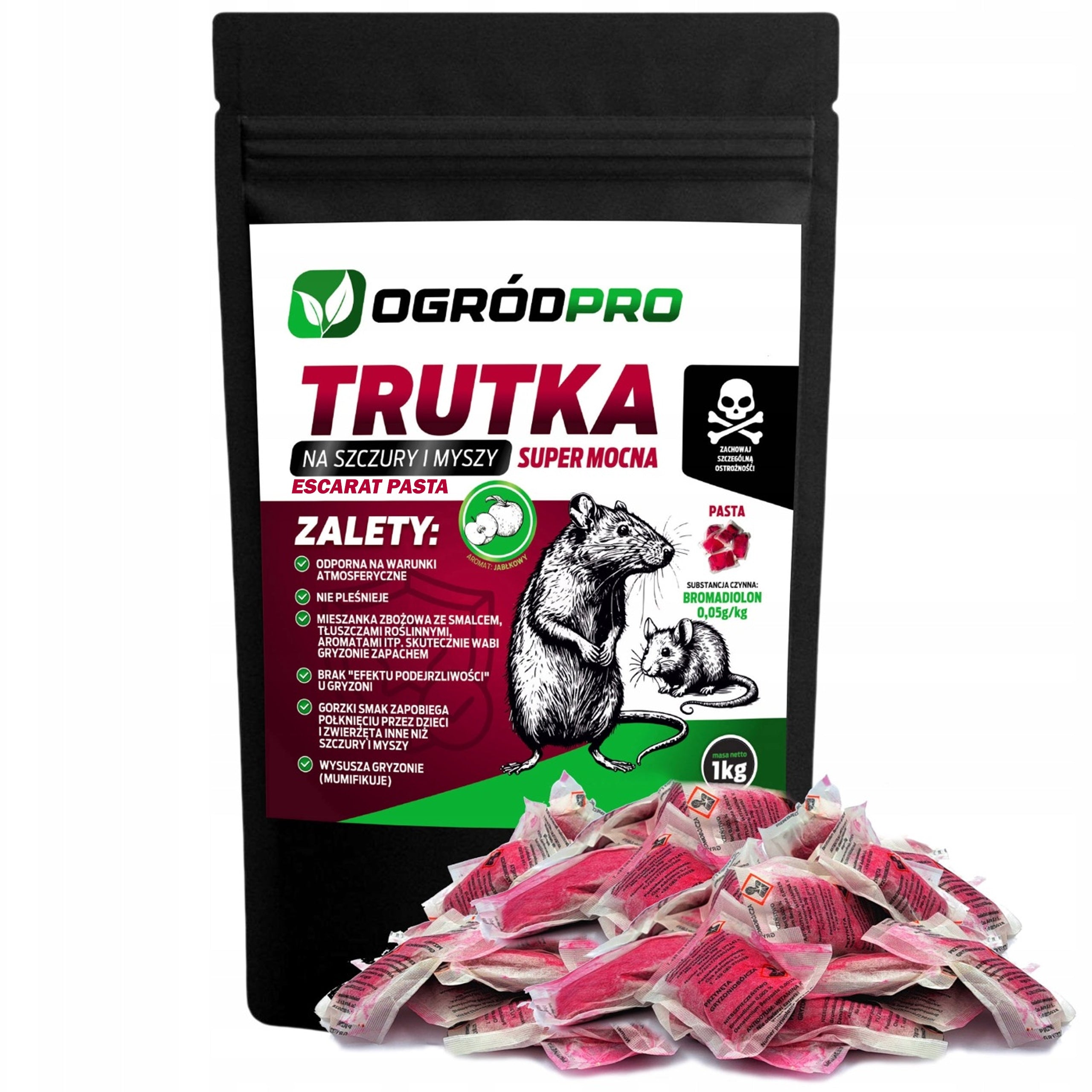 Strong poison paste for mice rats rodents poison red SACHETS 1KG Manufacturer code OGRÓDPROESCARAT